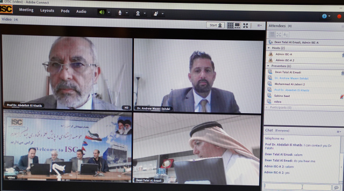 عقد اجتماع افتراضي مشترك مع عضو اللجنة التنفيذية لمؤسسة ISC في الدول العربية، ومحرري المطبوعات وأساتذة جامعات قطر